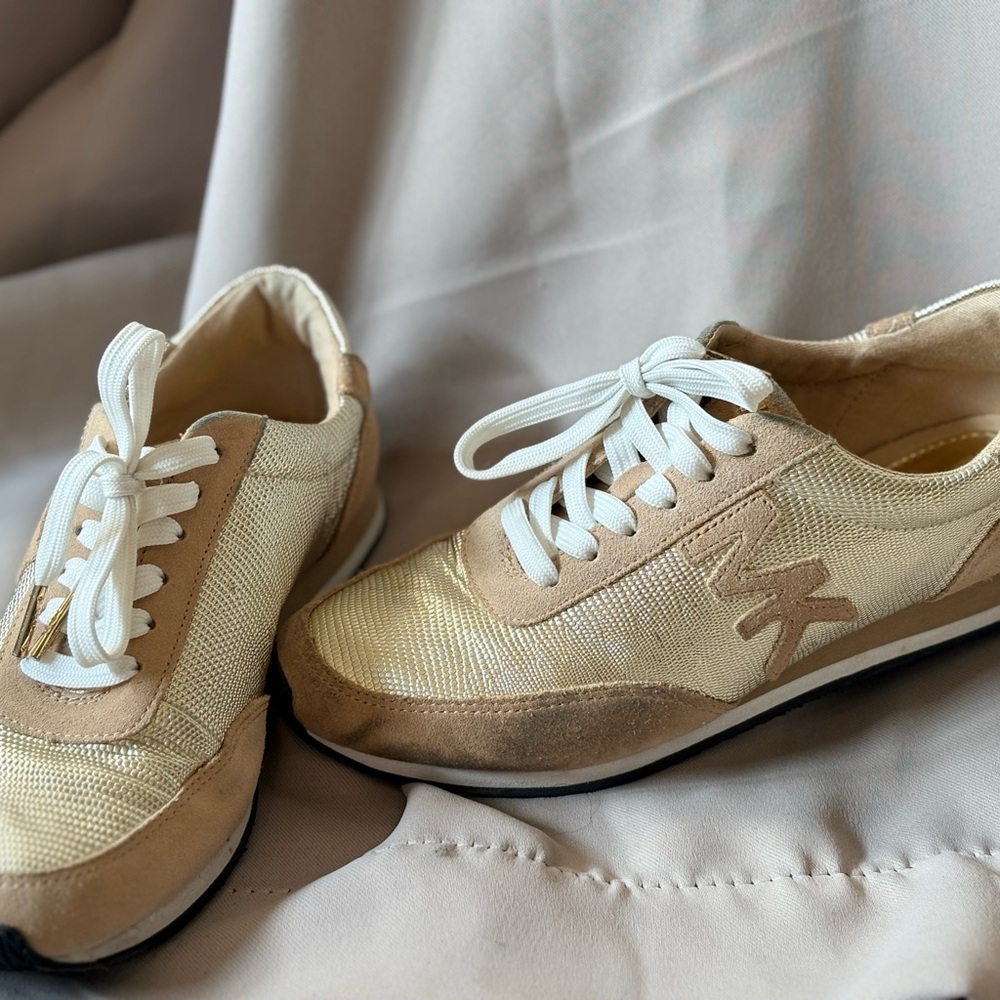 Michael Kors Beige & Gold Fashion Sneakers